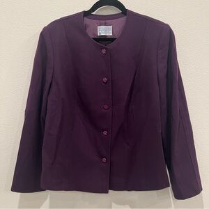 Pendleton Womens Vintage Suit Jacket Blazer Size 18W Plum Dark Purple 100% Wool